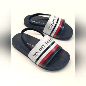10K Tommy Hilfiger Summer Slide Sandals - Navy White Red Kids Toddler Unisex
